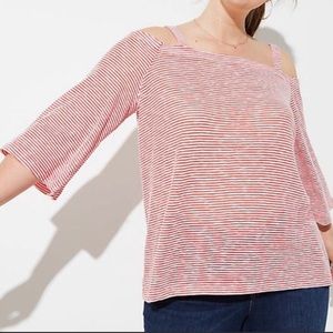 Loft striped off the shoulder top